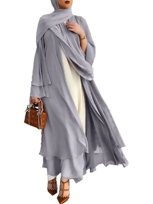 Fashion-Chiffon-Abaya-Kimono-Dubai-Muslim-Cardigan-Abayas-Women-Casual-Robe-female-Islam-Clothes-With-Belt