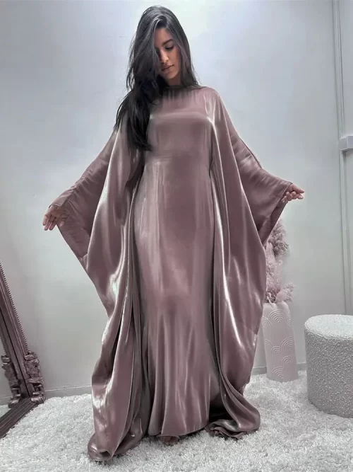 Satin Batwing Abaya Maxi Dress 6