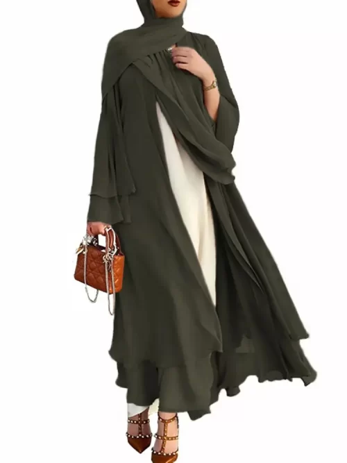 Fashion-Chiffon-Abaya-Kimono-Dubai-Muslim-Cardigan-Abayas-Women-Casual-Robe-female-Islam-Clothes-With-Belt