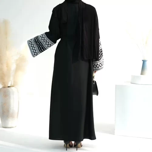 Embroidered Outter Abaya with Belt 6