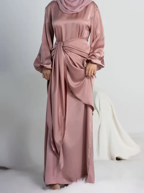 Ramadan-Eid-Shiny-Two-Pieces-Sets-Djellaba-Muslim-Dress-Dubai-Fashion-Glossy-Islamic-Suits-Abaya-Muslim