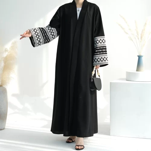 Embroidered Outter Abaya with Belt 5