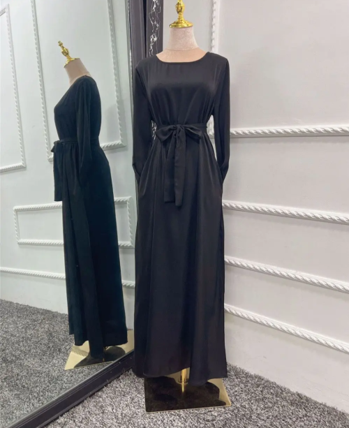 Fashion-Satin-Sliky-Djellaba-Muslim-Dress-Dubai-Full-Length-Flare-Sleeve-Soft-Shiny-Abaya-Dubai-Turkey