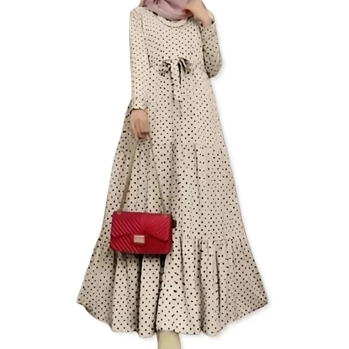 ModestHijabCo Vintage Polka Maxi beige2