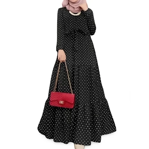 ModestHijabCo Vintage Polka Maxi black