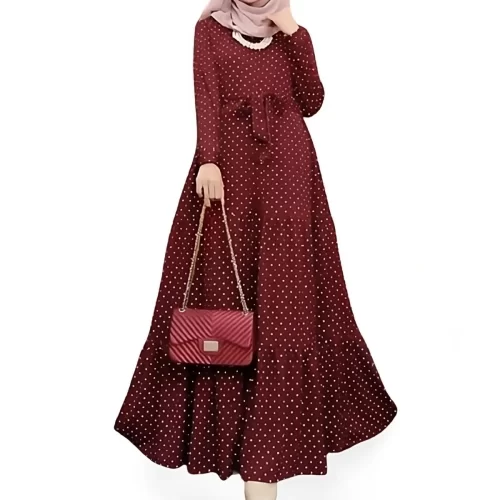 ModestHijabCo Vintage Polka Maxi red2