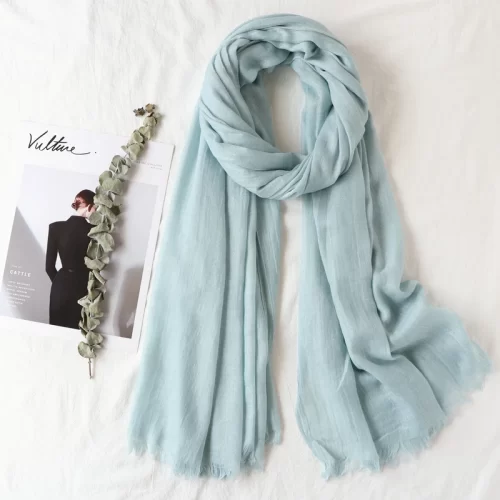 105*190cm One Piece Women Oversize Solid Plain Scarf Shawls Head Wraps Viscose Cashmere Muslim Frayed Hijabs Pashmina 2