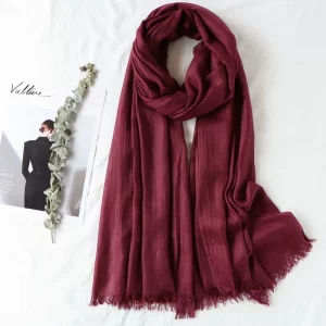 105*190cm One Piece Women Oversize Solid Plain Scarf Shawls Head Wraps Viscose Cashmere Muslim Frayed Hijabs Pashmina 3