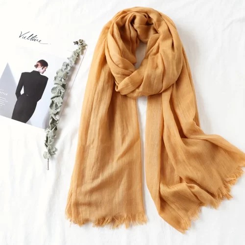 105*190cm One Piece Women Oversize Solid Plain Scarf Shawls Head Wraps Viscose Cashmere Muslim Frayed Hijabs Pashmina 6