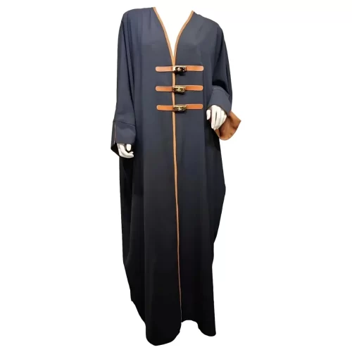 Open Kimono Abaya w Leather Buckle ModestHijab 01